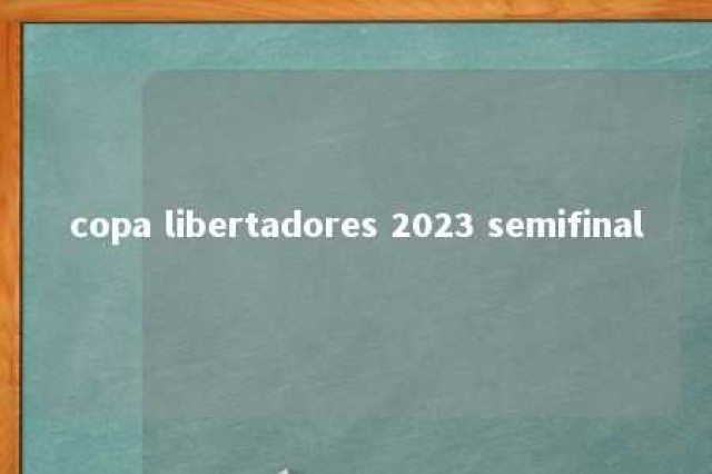 copa libertadores 2023 semifinal 