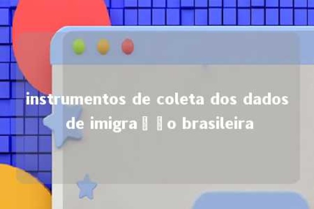 instrumentos de coleta dos dados de imigração brasileira 