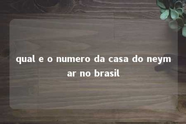 qual e o numero da casa do neymar no brasil 