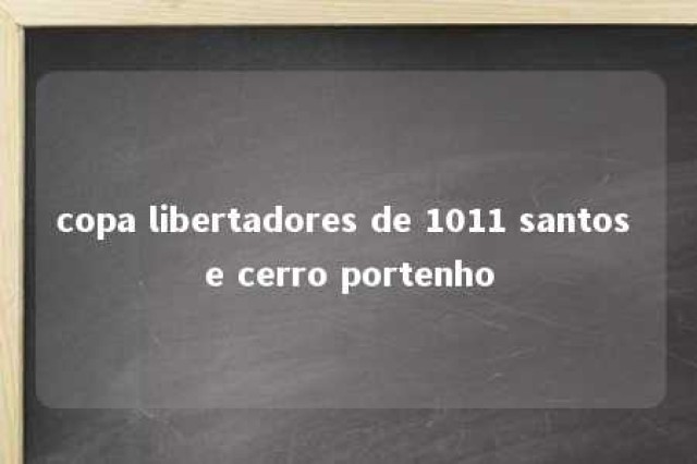 copa libertadores de 1011 santos e cerro portenho 