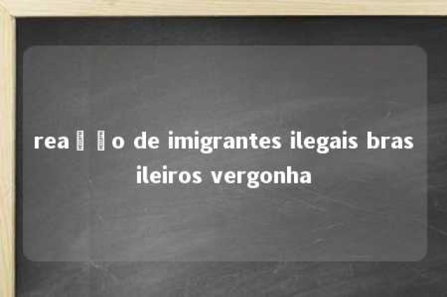 reação de imigrantes ilegais brasileiros vergonha 